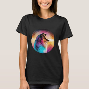 Shetland Sheepdog Synthwave 80s Retrowave Aestheti T-Shirt