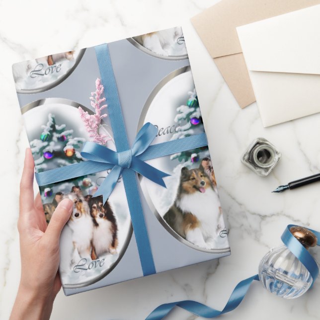 Shetland Sheepdog Trio Christmas Wrapping Paper (Gifting)