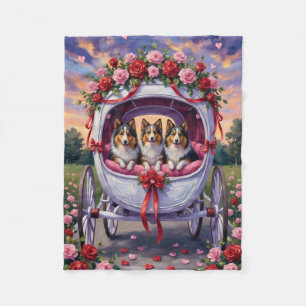 Shetland Sheepdog Valentine's Day Fleece Blanket