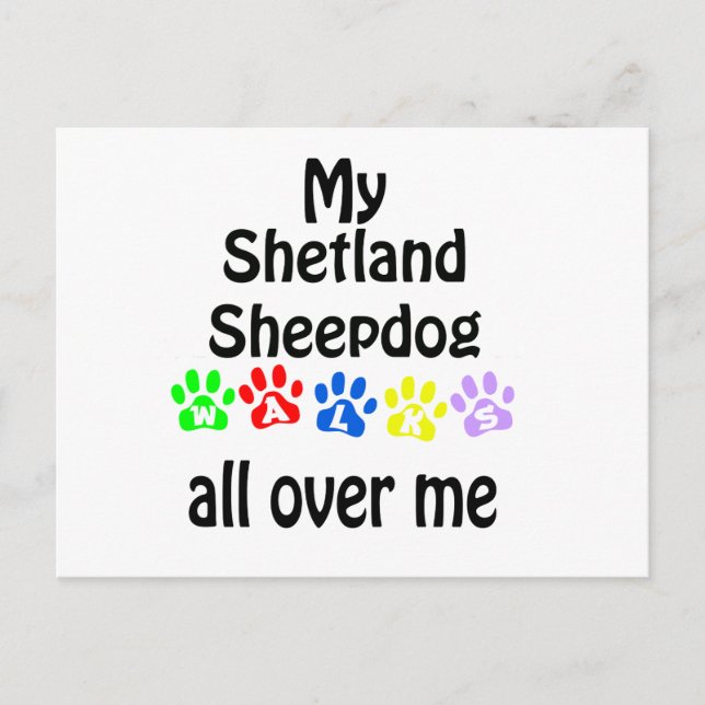 Shetland Sheepdog Walks Design Postcard (Front)