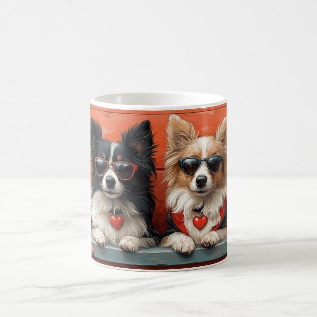 Shetland Sheepdog with Heart Roses Valentine's Day Coffee Mug (Center)