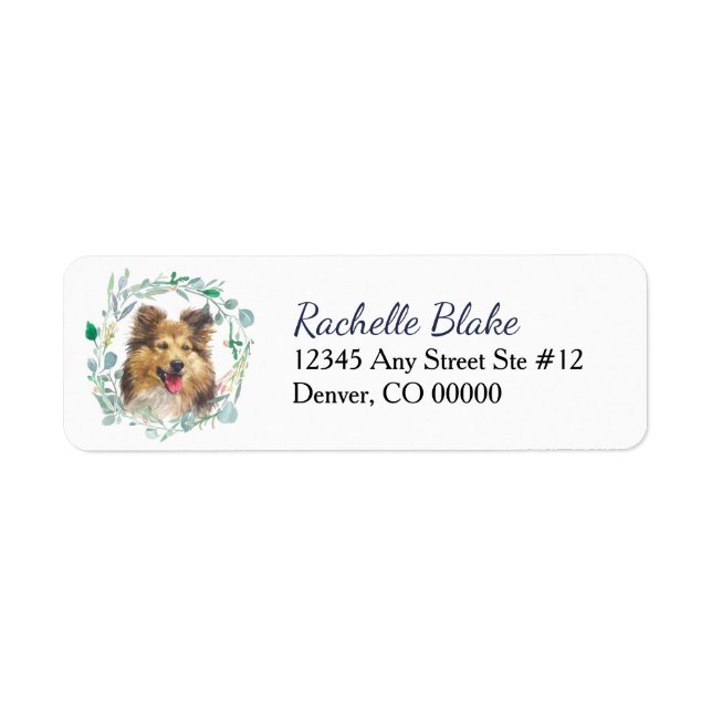 Shetland Sheepdog Wreath Adresse de retour (Devant)
