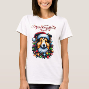 Shetland Sheepdogs Dog Christmas Hat Xmas T-Shirt