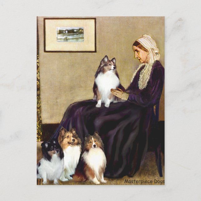 Shetland Sheepdogs (four) - Whistlers Mother Postcard (Front)