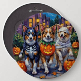 Shetland Sheepdogs in Halloween Costumes 6 Inch Round Button
