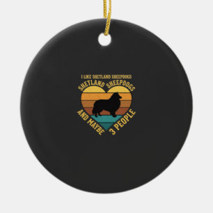 Shetland Sheepdogs Retro Heart Dog Lover Ceramic Ornament