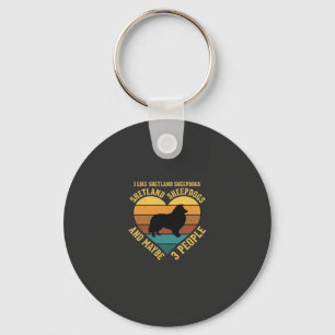 Shetland Sheepdogs Retro Heart Dog Lover Keychain