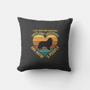 Shetland Sheepdogs Retro Heart Dog Lover Throw Pillow
