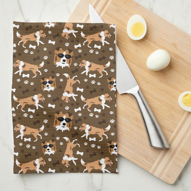 Shetland Sheepdogs Sheltie Serviette de cuisine Br (Quart Plié)