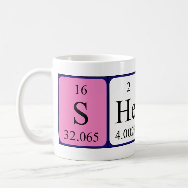 Sheyla tasse de nom de table périodique (Gauche)
