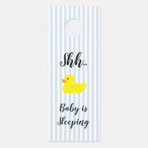 Shh bébé dort Bleu rayure affichette de porte