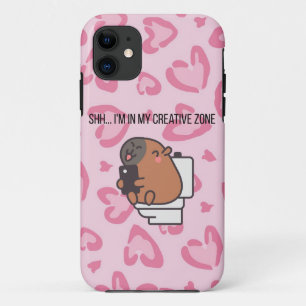 Shh… I’m in My Creative Zone   Funny Capybara iPho iPhone 11 Case