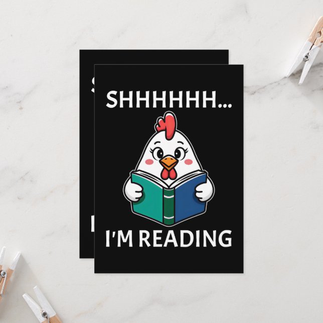 Shh I'm Reading Book Reading Chicken Book Lover (Front/Back In Situ)
