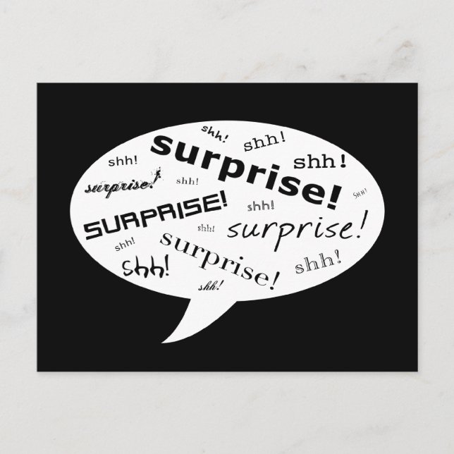 SHH! it's a surprise party! : comic speech bubble Invitation Postcard (Front)