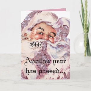 Shh! It's Santa Victorian Pink Christmas Holiday Card