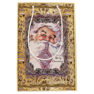 Shh! It's Santa Victorian Pink Christmas Medium Gift Bag