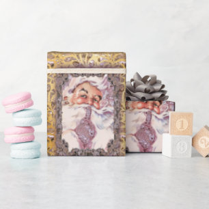 Shh! It's Santa Victorian Pink Christmas Wrapping Paper
