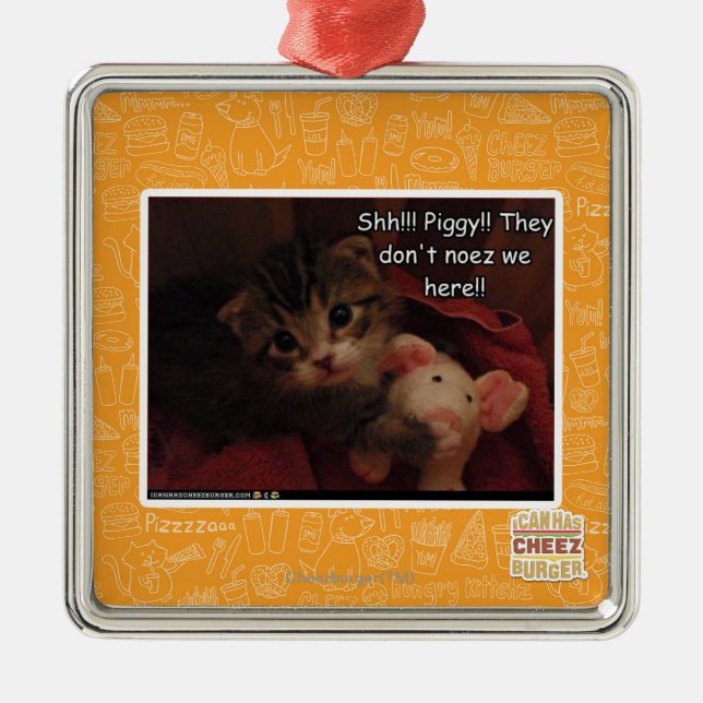 Shh!!! Piggy!! Metal Ornament (Front)