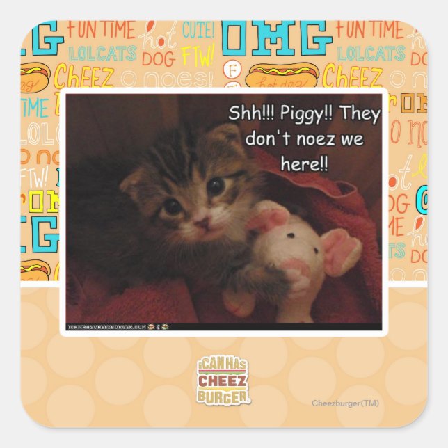 Shh!!! Piggy!! Square Sticker (Front)