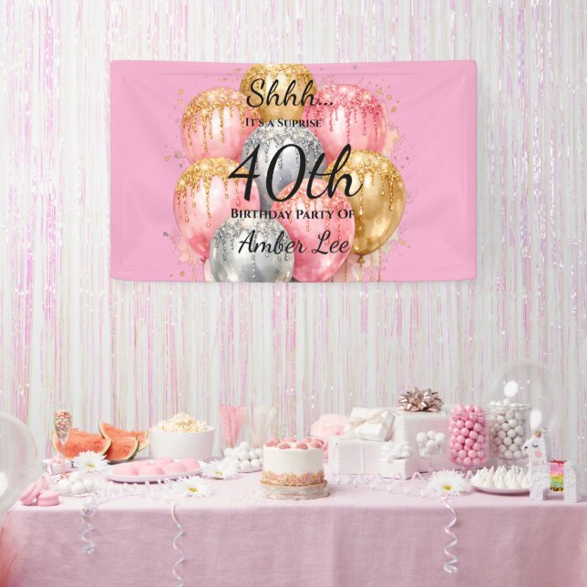 Shh Surprise Birthday Party Banner (Party)