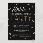 Shh Surprise Birthday Party Faux Glitter Confetti Invitation<br><div class="desc">This chic and stylish Surprise Birthday Party invitation features an elegant faux gold glitter confetti theme with modern typography that is great for any age. Customize background colour. *Please note that this is not actual glitter and will be printed flat. For an even more memorable invitation select a die-cut shape,...</div>