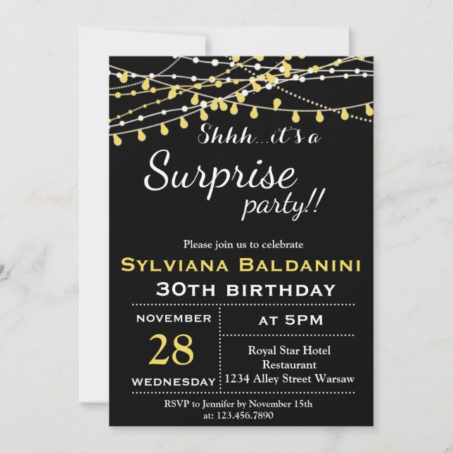 SHHH...C'EST UNE FÊTE SURPRISE !... INVITATION D'A (Devant)