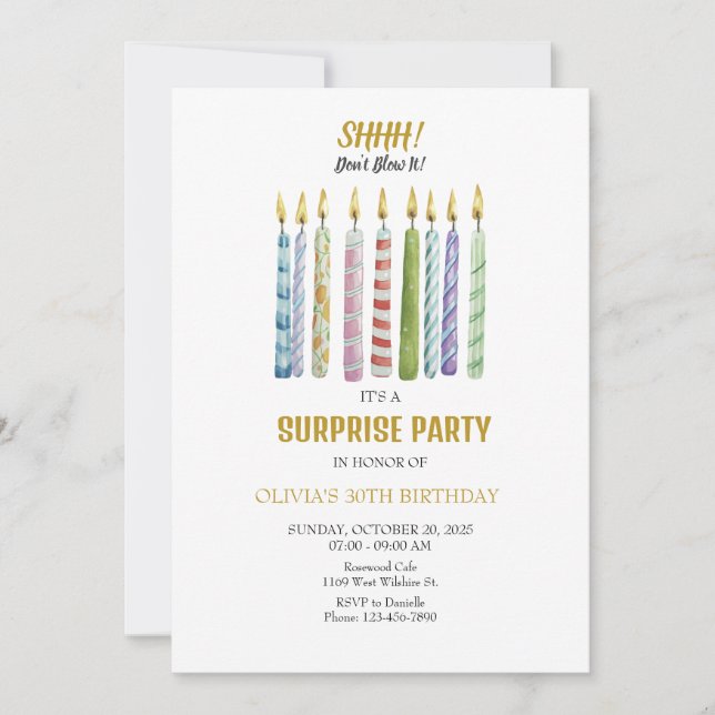 SHHH! Don't Blow It! Birthday  Invitation (Front)