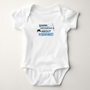 Shhh...dreaming about fishing!,Fishing Baby Bodysuit