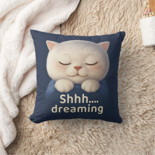 Shhh Dreaming Cat: Cozy Bedtime Bao Bao Sticker Throw Pillow
