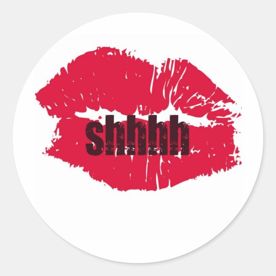 SHHH HOT LIPS PRINT CLASSIC ROUND STICKER | Zazzle.ca
