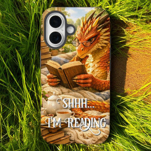 Shhh… I’m Reading Cozy Reading Dragon iPhone 16 Case