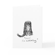 Shhh! I'm Meditating Dog Cartoon Greeting Card