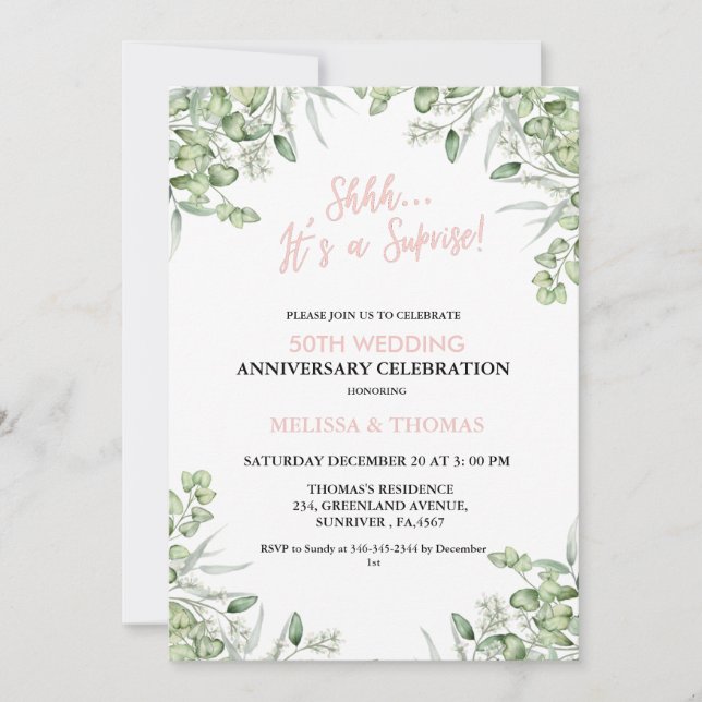 Shhh It's a surprise 50th Wedding Anniversary  Invitation (Front)