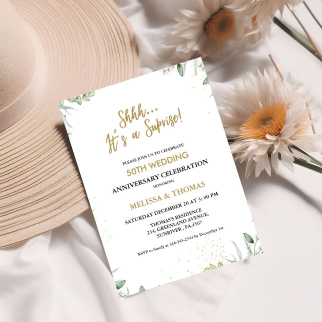 Shhh It's a surprise 50th Wedding Anniversary Invitation (Creator Uploaded)
