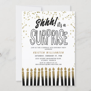 Shhh! It's a Surprise Fun 60th Birthday Candle Invitation