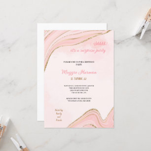 shhh it's a surprise simple pink party birthday invitation