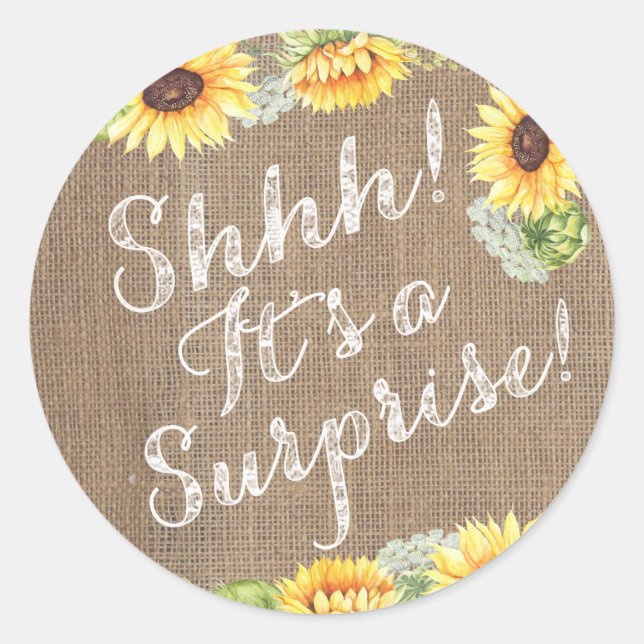 Shhh It's a Surprise Sunflowers Envelope Seals (Front)