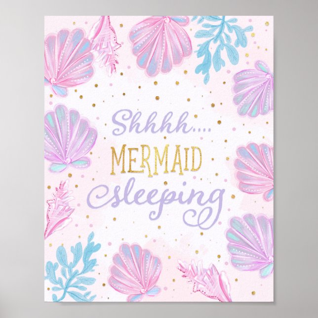 Shhh... Mermaid Sleeping Nursery Decor (Front)
