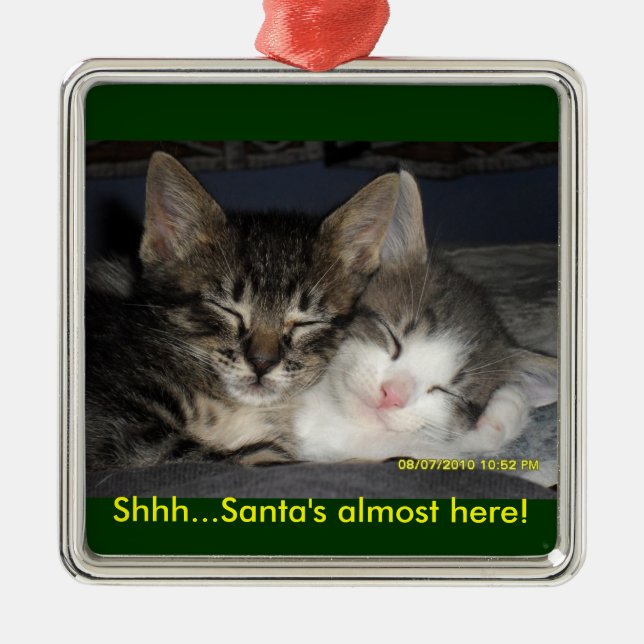 Shhh...Santa's almost here! Metal Ornament (Front)