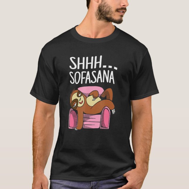 Shhh  Savasana Sloth Yoga T-Shirt (Front)