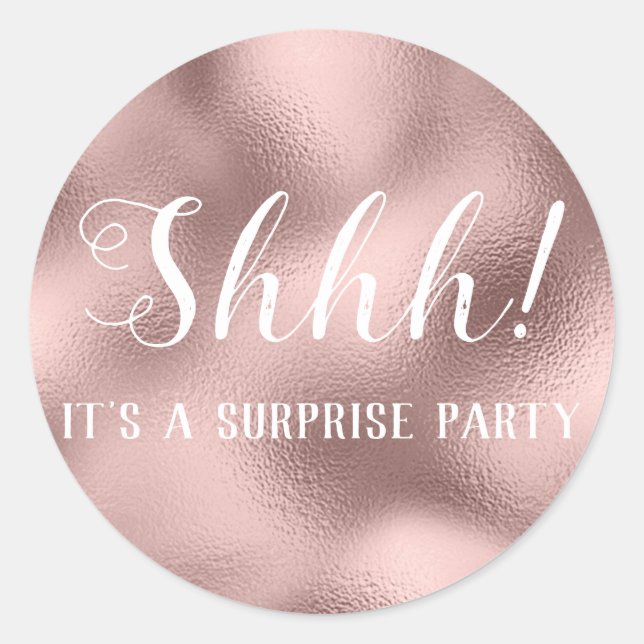 Shhh! Surprise Birthday Party Birthday Classic Round Sticker (Front)