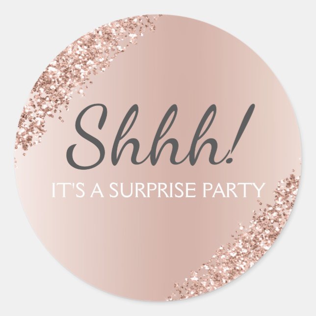 Shhh! Surprise Birthday Party Birthday Classic Round Sticker (Front)