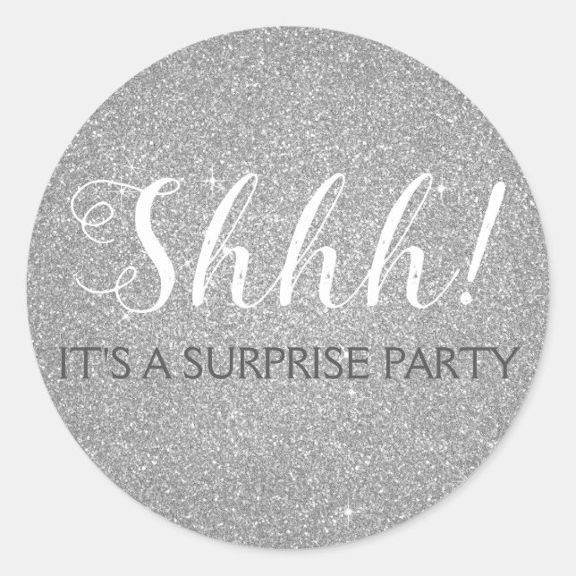 Shhh! Surprise Birthday Party Birthday Classic Round Sticker (Front)
