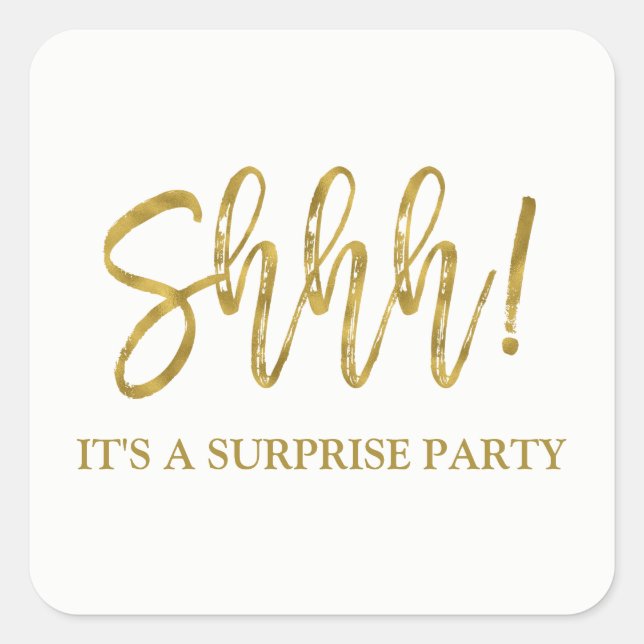 Shhh! Surprise Birthday Party Birthday Square Sticker (Front)