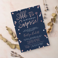 Shhh... Surprise Birthday Rose Gold Foil Confetti
