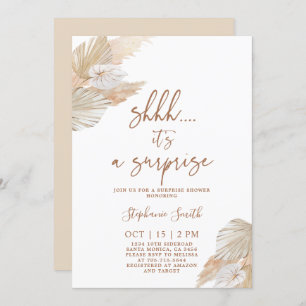 Shhh Surprise Pampas Grass Shower Invitation