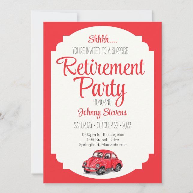 Shhh Surprise Retirement Party Invitation (Front)