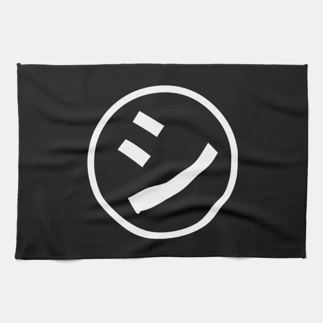 ㋛ Shi Kana Katakana Smiling Emoji / Emoticon Kitchen Towel (Horizontal)