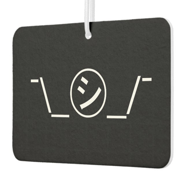 Shi Kana Shrug Emoticon ¯\_㋛_/¯ Japanese Kaomoji Air Freshener (Left)