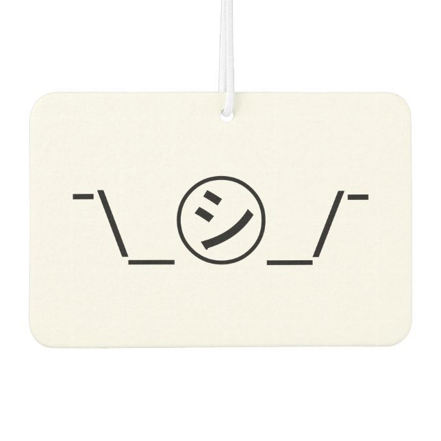 Shi Kana Shrug Emoticon ¯\_㋛_/¯ Japanese Kaomoji Air Freshener (Front)